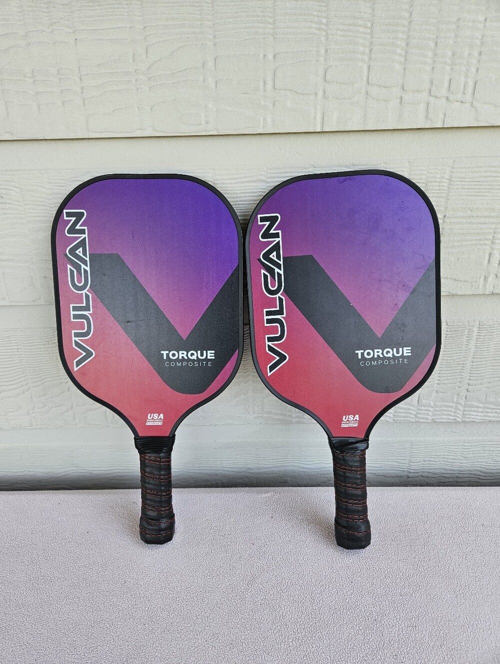 Vulcan Torque Composite Pickleball Paddle Raquet Racket Set of 2 Red Black